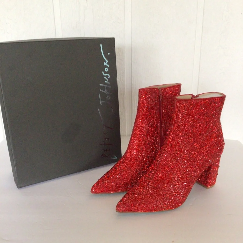 Betsey Johnson Red Ankle Boots - Picture 2 of 12